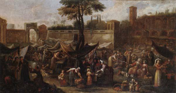 unknow artist A market scene before the walls of a city oil painting image